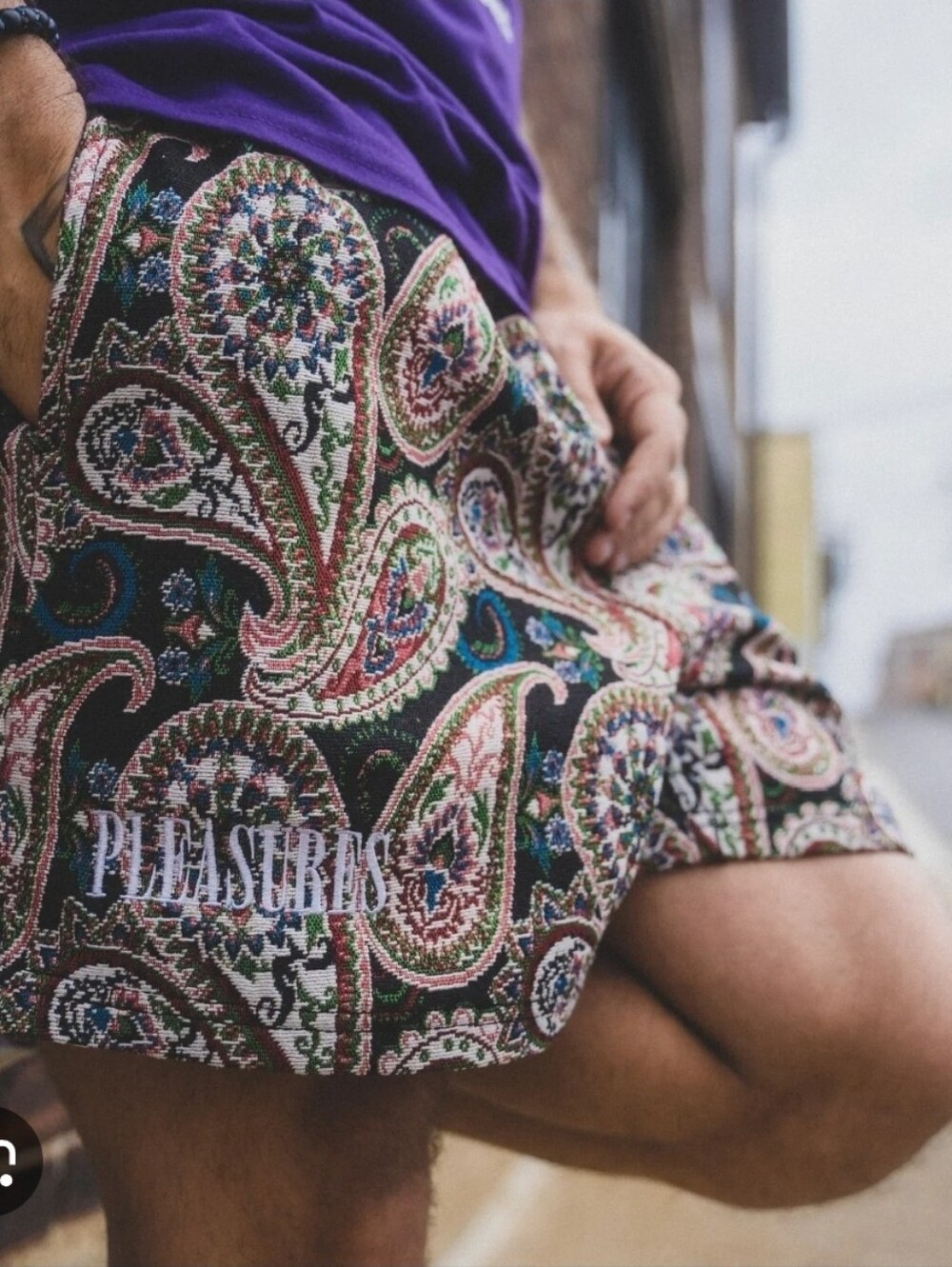 Pleasures Logo Casket Woven Shorts Paisley Knit Rug Shorts Multicolor Size Small